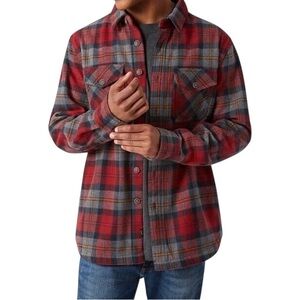 Lee Flannel Shirt Jacket Red Plaid Shacket Pocket Fall Winter cowboy outdoorsman